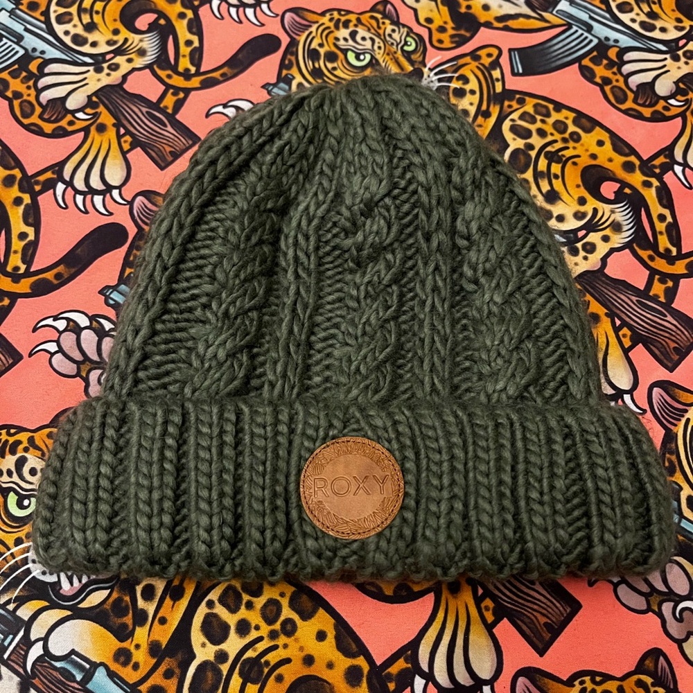 Roxy Green Chunky Knit Beanie